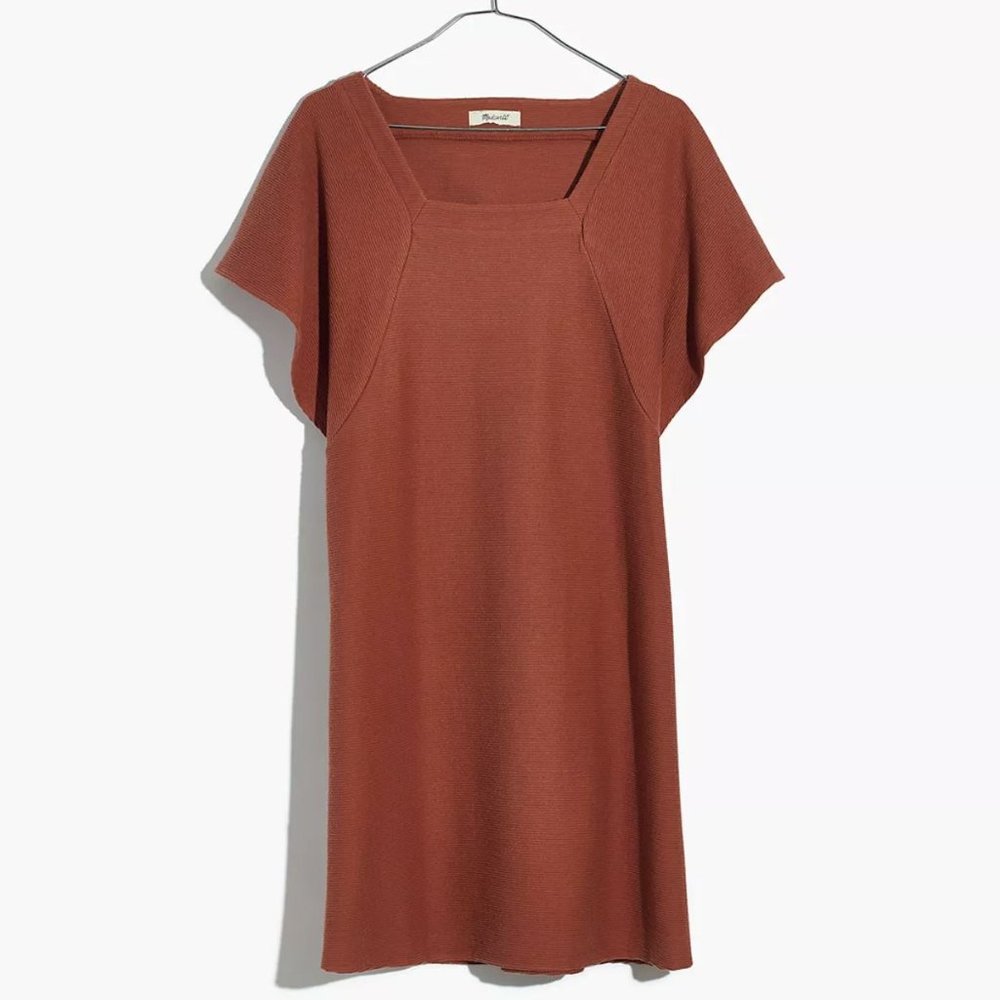 Madewell Texture & Thread Orange Square-Neck Dress